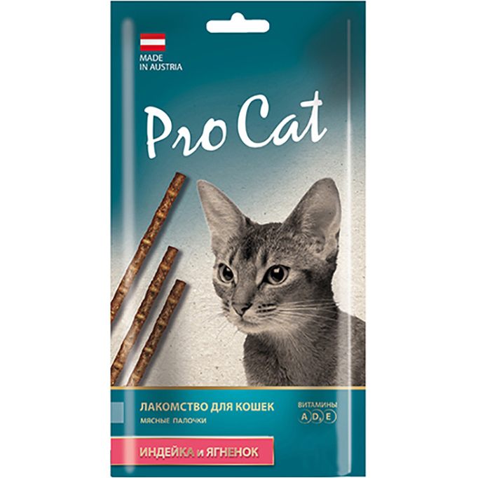 Лакомство для кошек Pro Cat Лакомые палочки с индейкой и ягненком, 35 шт по 15 г