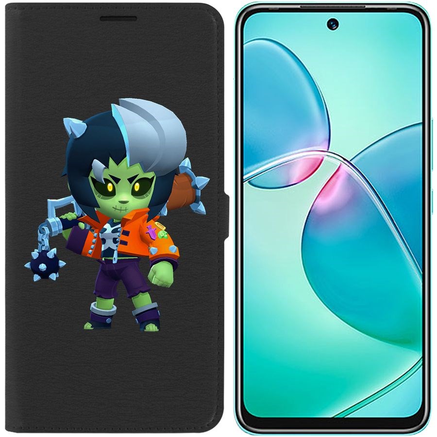 

Чехол-книжка Eco для Infinix Hot 12 Play Brawl Stars-ЗомБиби (черный)
