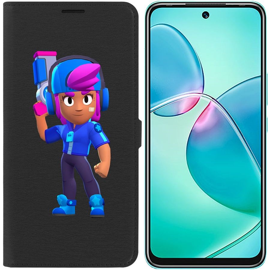 

Чехол-книжка Eco для Infinix Hot 12 Play Brawl Stars-Звёздная Шелли (черный)