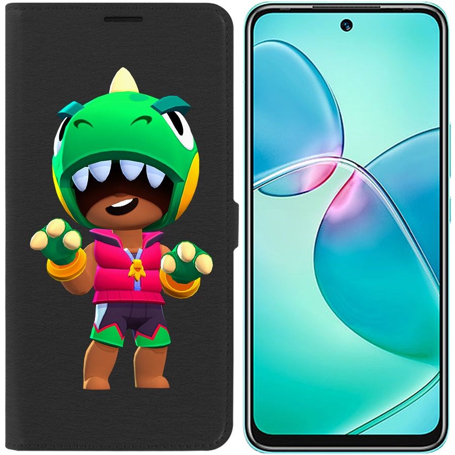 

Чехол-книжка Eco для Infinix Hot 12 Play Brawl Stars-Дино Леон (черный)