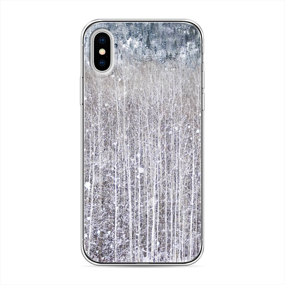 

Чехол на Apple iPhone X Снежный лес, Бежевый;серый;белый, 11050-5