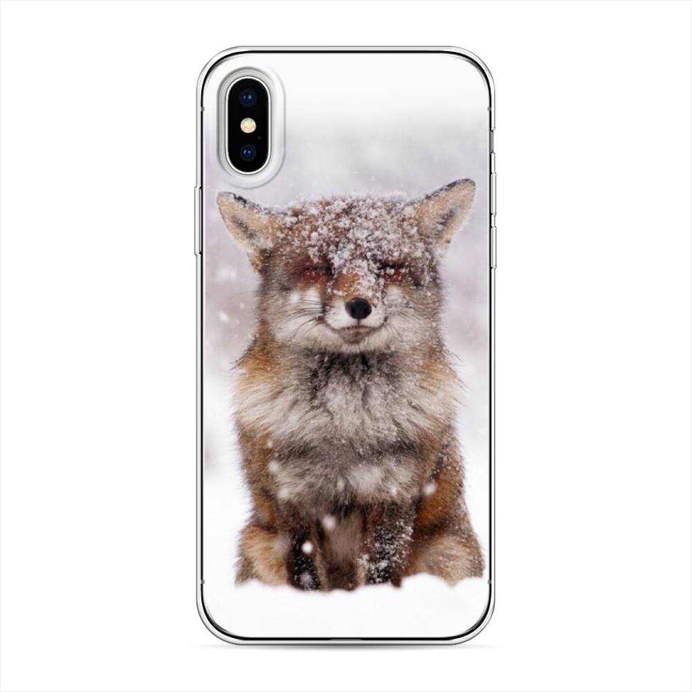 

Чехол на Apple iPhone X Зимняя лиса, Белый;серый;коричневый, 11050-1