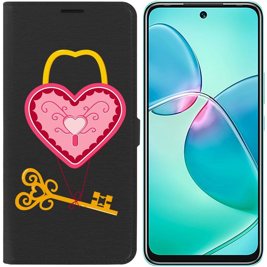 

Чехол-книжка Eco для Infinix Hot 12 Play Ключ от сердца (черный)