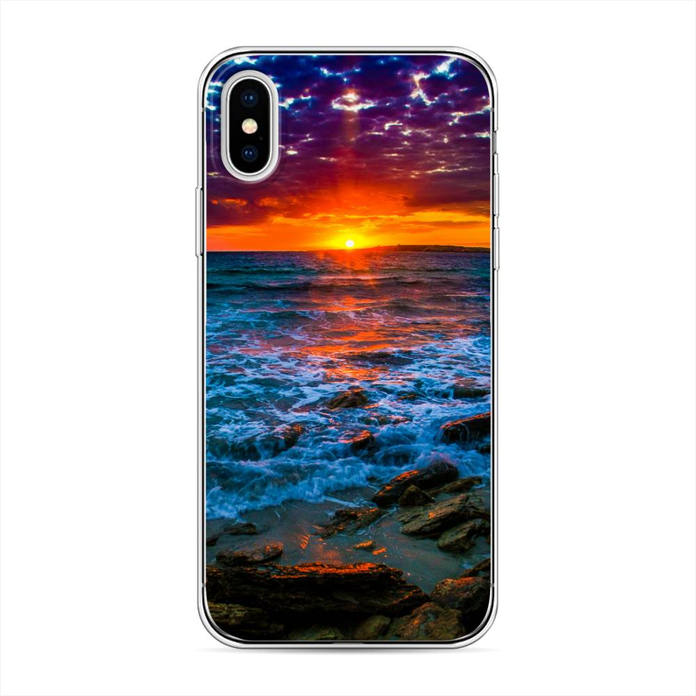 

Чехол на Apple iPhone X Закат 1, Оранжевый;синий, 11050-2