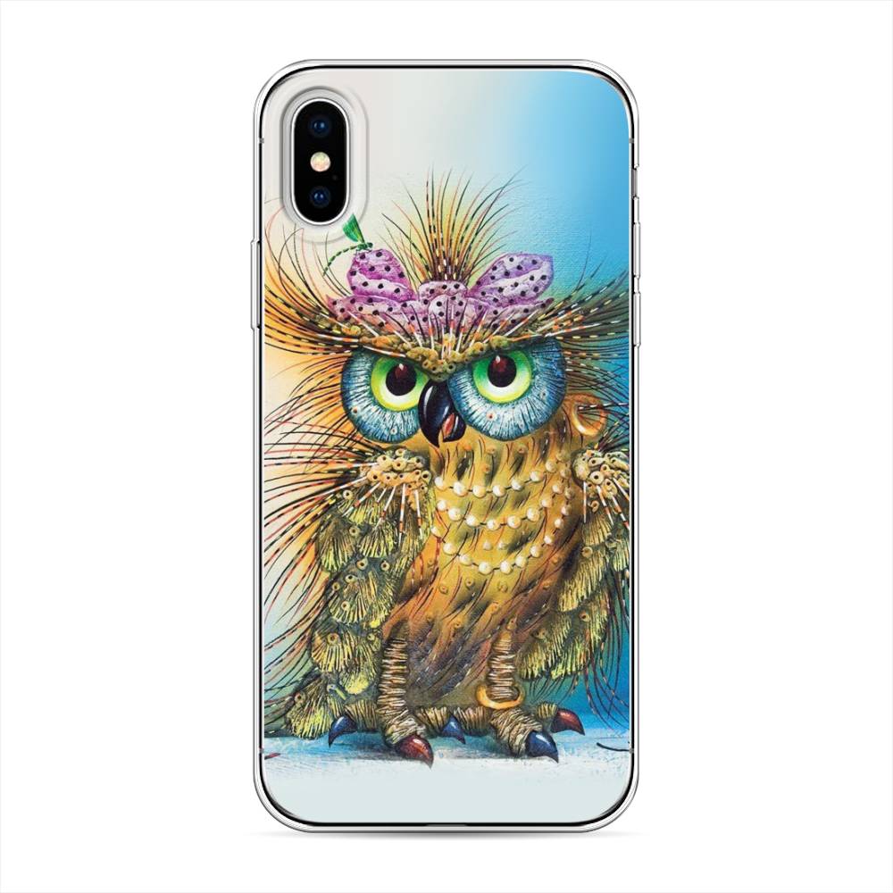

Чехол на Apple iPhone XМодная сова, Коричневый;голубой, 11050-1