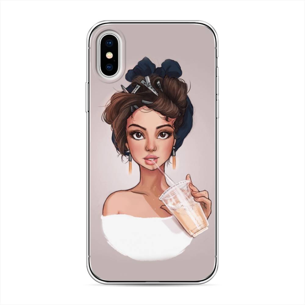 

Чехол на Apple iPhone XДевушка с фраппе, Серый, 11050-6