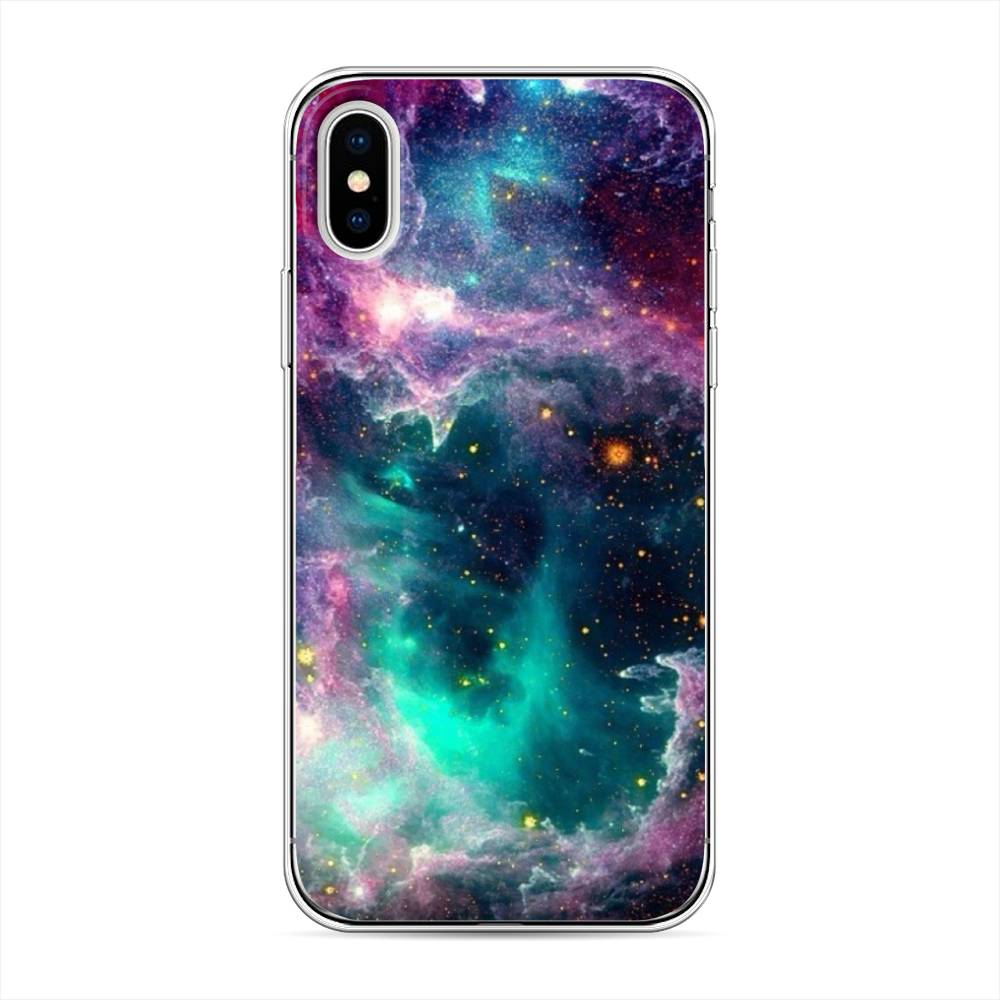 

Чехол на Apple iPhone X "Звездные облака", Розовый;бежевый, 11050-2