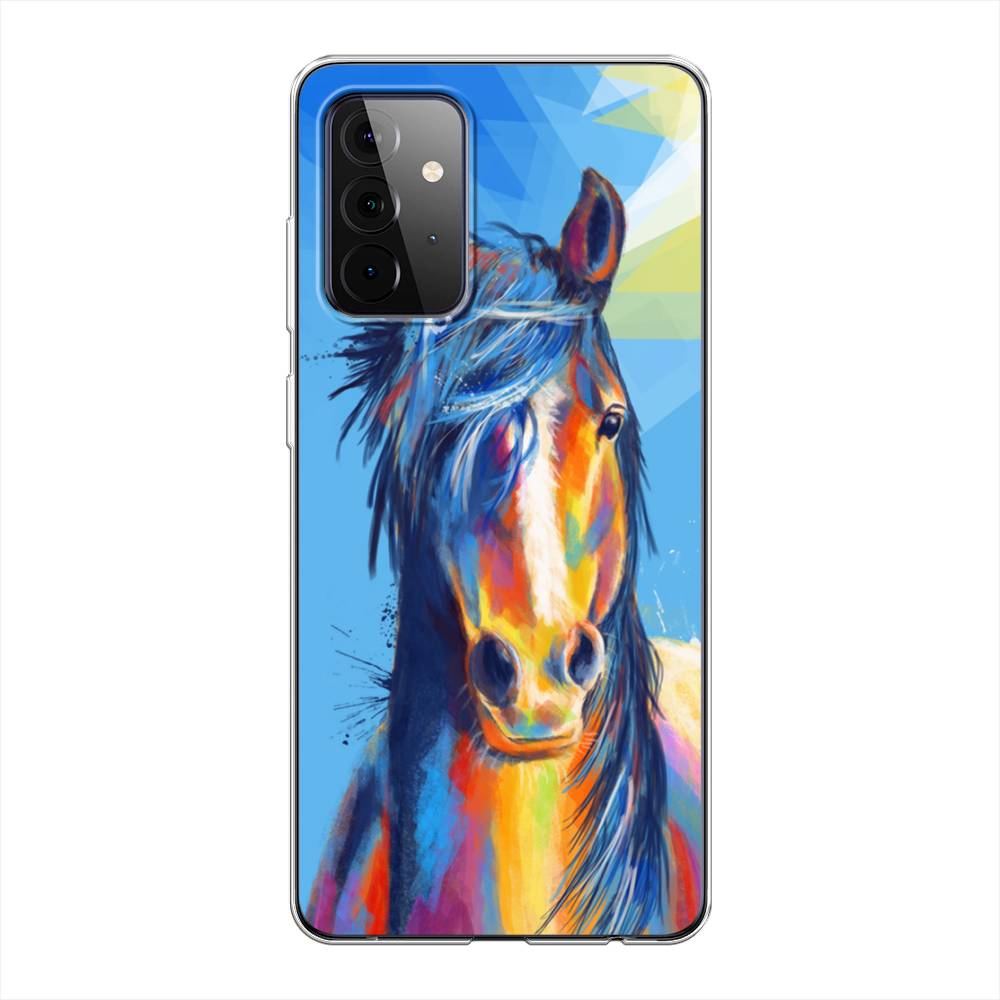 

Чехол на Samsung Galaxy A72 "Лошадь арт 3", Голубой;желтый;синий, 2101950-1