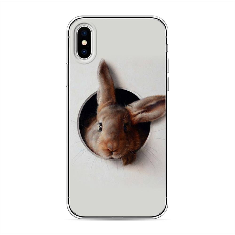 

Чехол на Apple iPhone X "Любопытный кролик", Серый;коричневый, 11050-1
