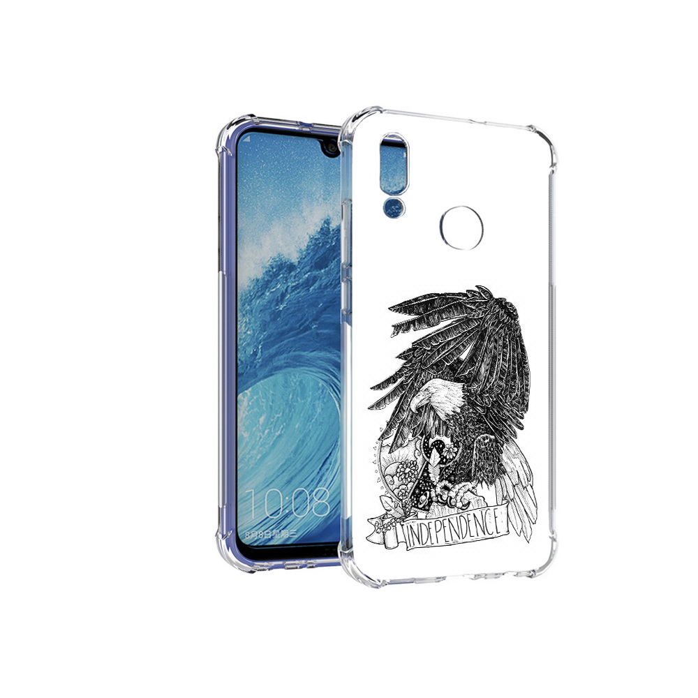 

Чехол MyPads Tocco для Huawei P Smart (2019) черно белый сокол, Прозрачный, Tocco