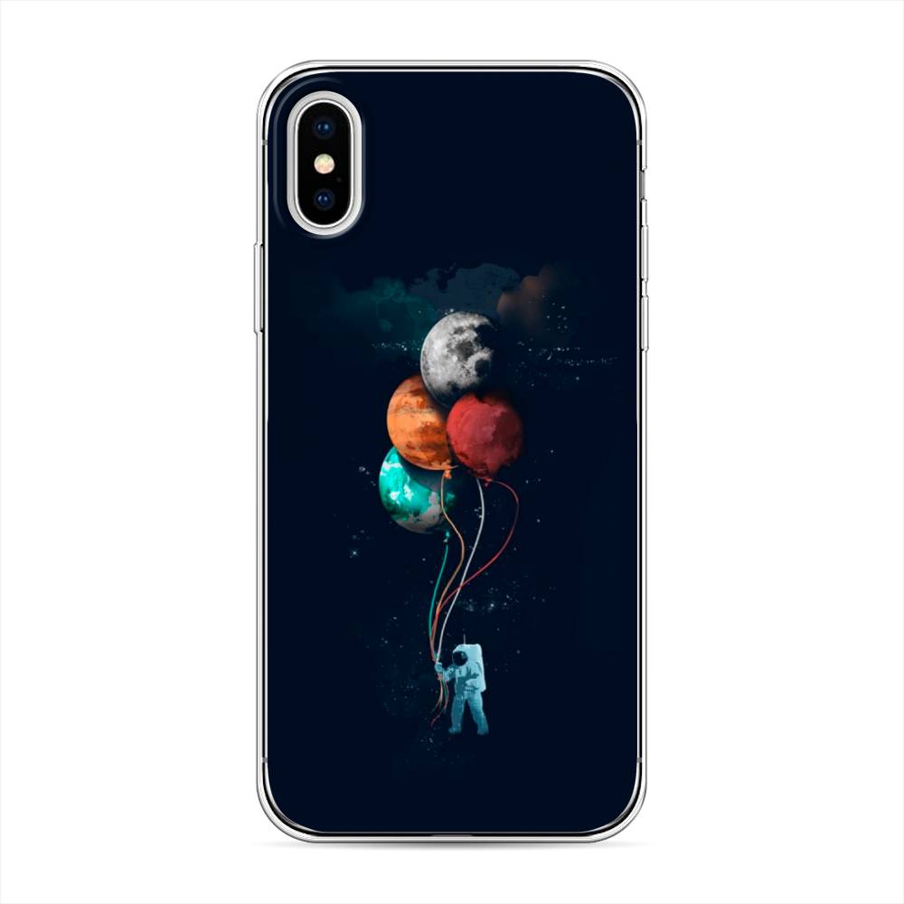 

Чехол на Apple iPhone X "Космонавт с шариками", Разноцветный, 11050-4