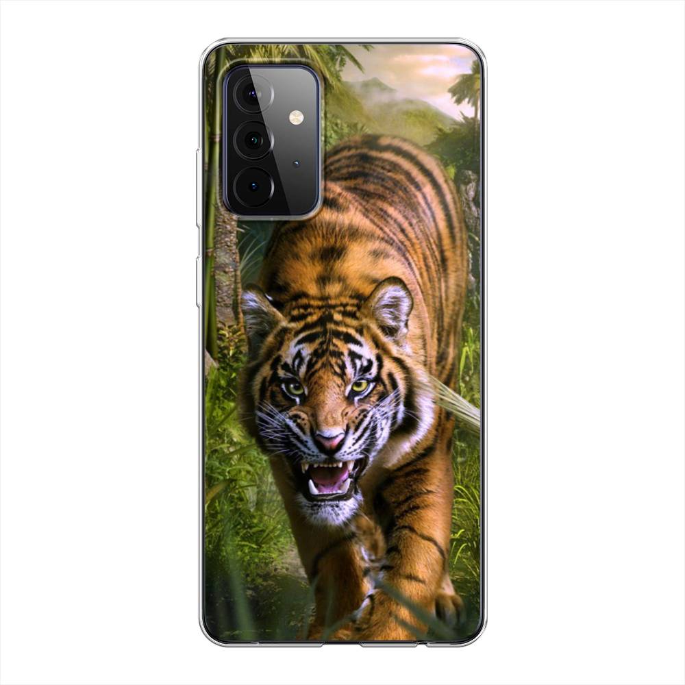 

Чехол на Samsung Galaxy A72 "Тигр в джунглях 2", Оранжевый;зеленый, 2101950-1