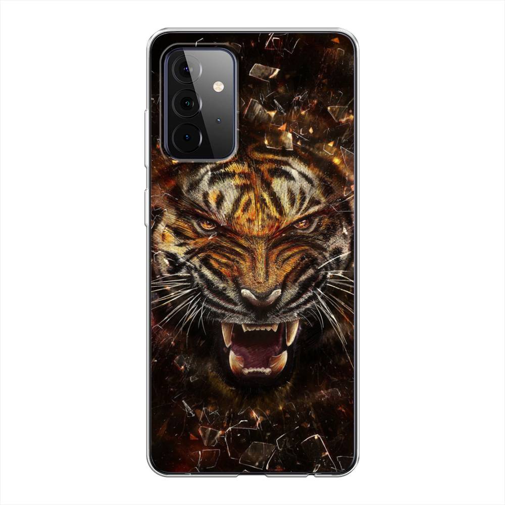 

Чехол на Samsung Galaxy A72 "Тигр осколки", Оранжевый;серый;черный, 2101950-1