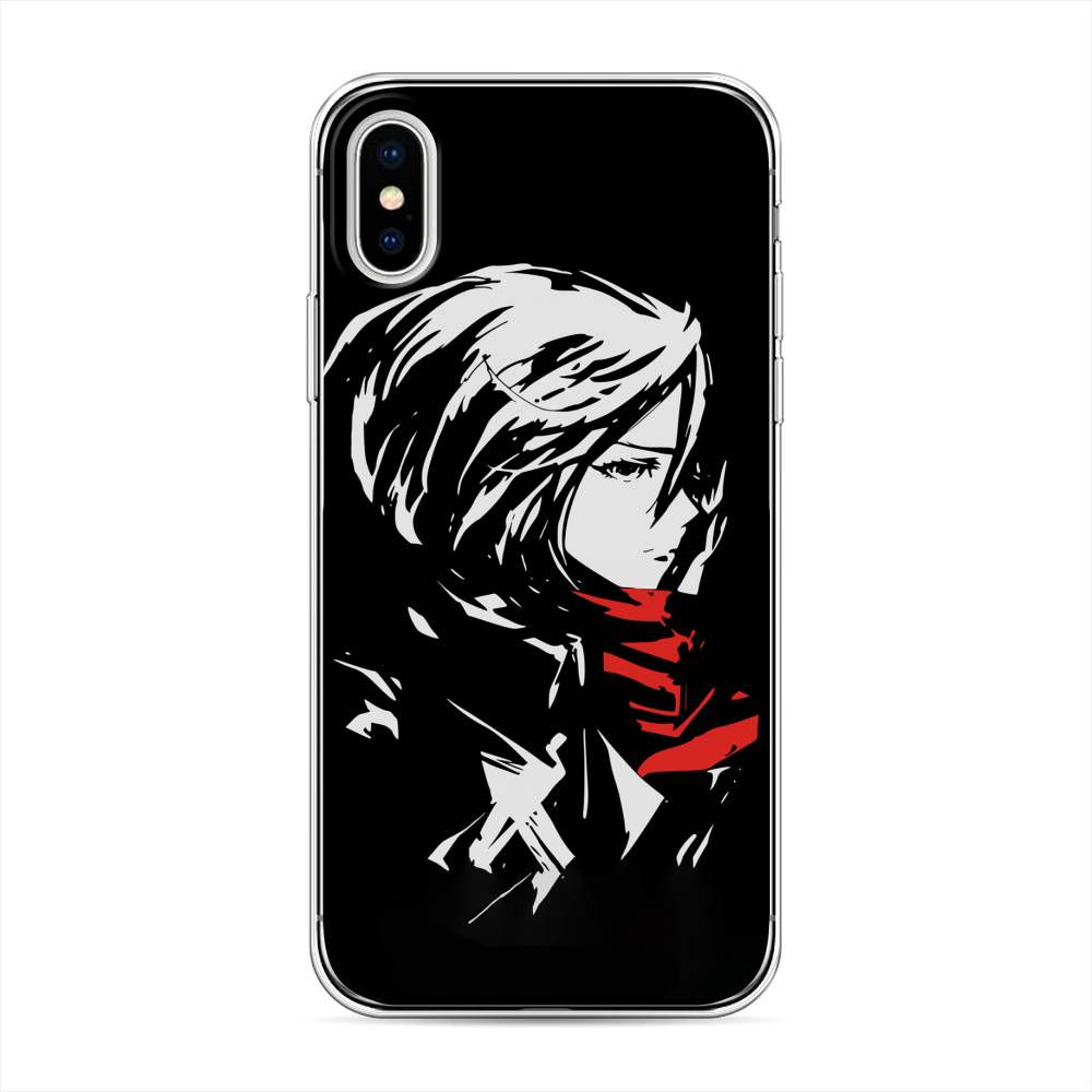 

Чехол на Apple iPhone X Микаса минимализм, Черный;серый;бордовый, 11050-4