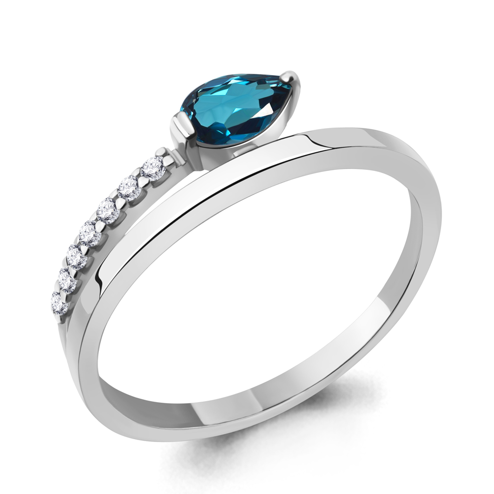 

Кольцо из серебра с топазом\фианитом Aquamarine Aquamarine 6962208А_925_р р, 6962208А_925_р
