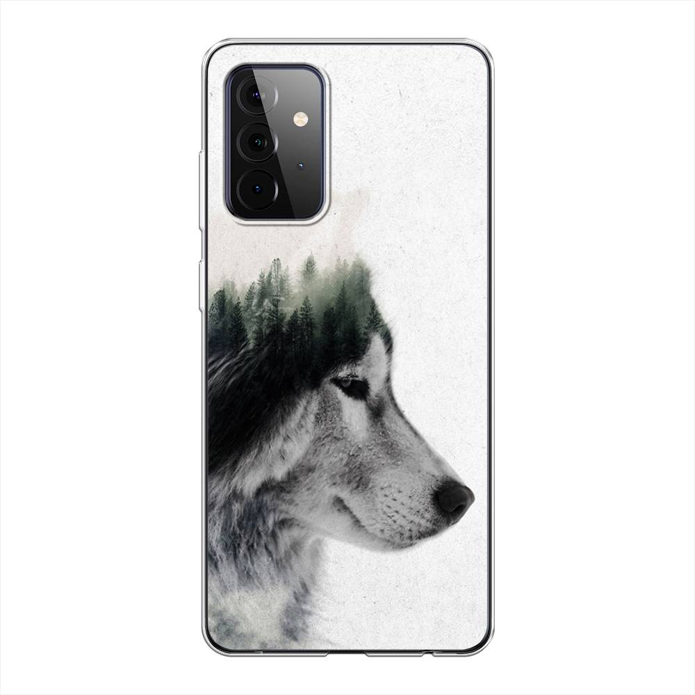 

Чехол на Samsung Galaxy A72 "Волк лес", Серый;белый, 2101950-1