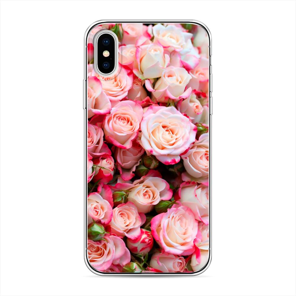

Чехол на Apple iPhone X "Много роз", Розовый, 11050-2
