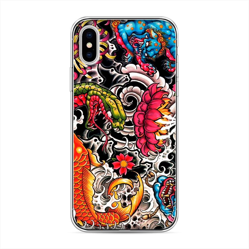 

Чехол на Apple iPhone X Японское искусство, Красный;оранжевый;голубой, 11050-4