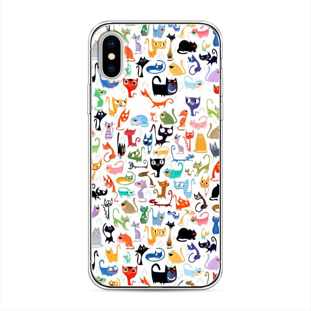 

Чехол на Apple iPhone XЦветные коты, Разноцветный, 11050-1