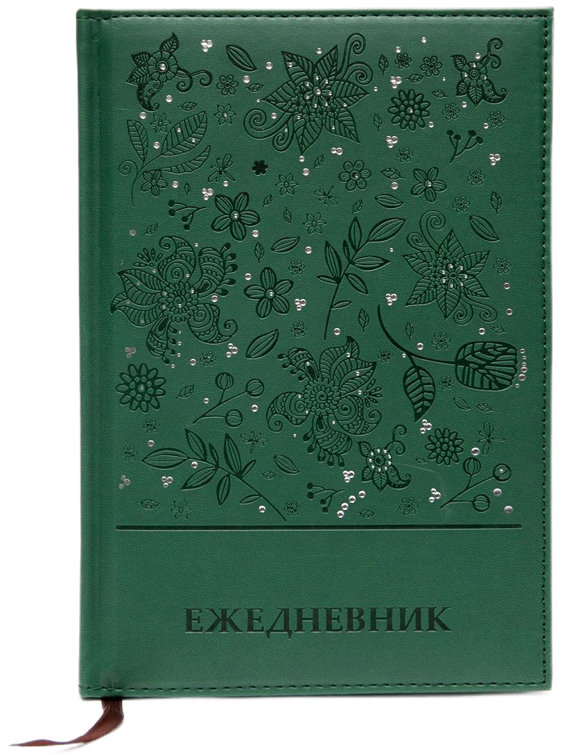 Ежедневник Yalong Сити-3 недатированный А5 в клетку кожзам темно-зеленый 140 листов