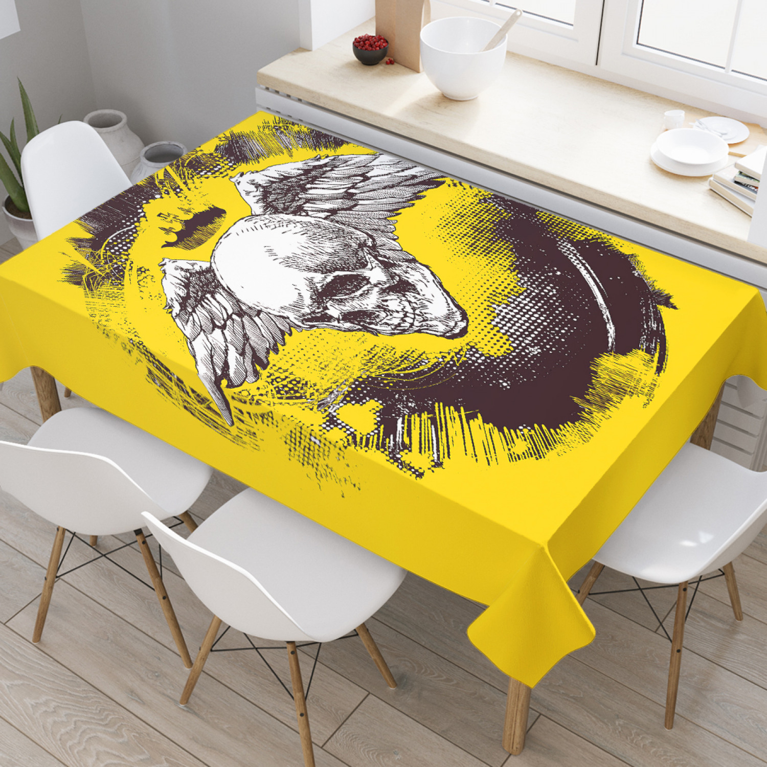 

Скатерть прямоугольная JoyArty "Коронованный череп с крыльями" из оксфорда, 120x145 см, Коронованный череп с крыльями