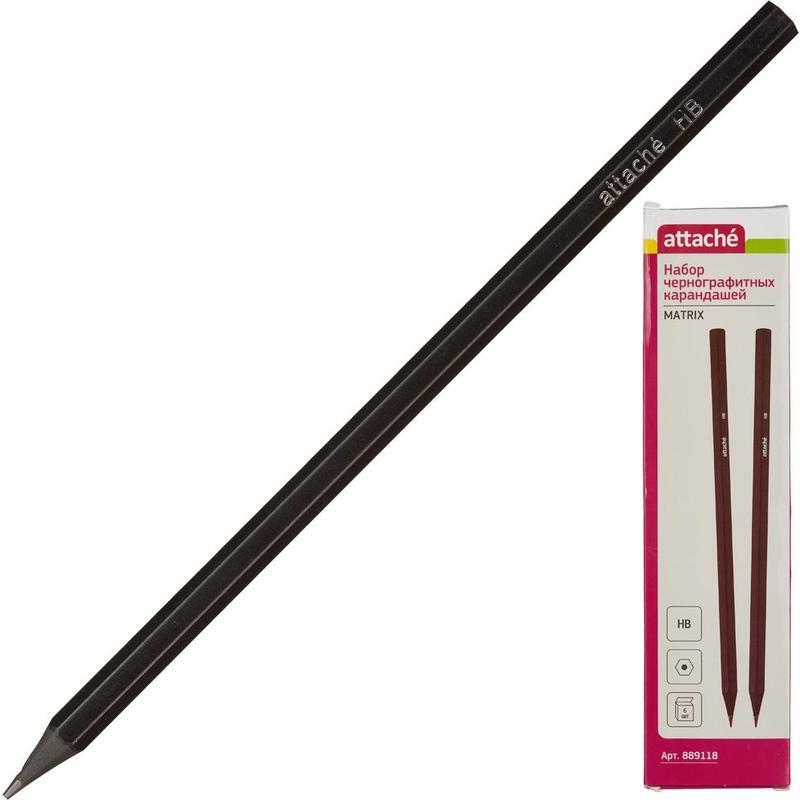 Набор чернографитных (простых) карандашей Attache (HB, без ластика, заточенные) 6шт, 24шт
