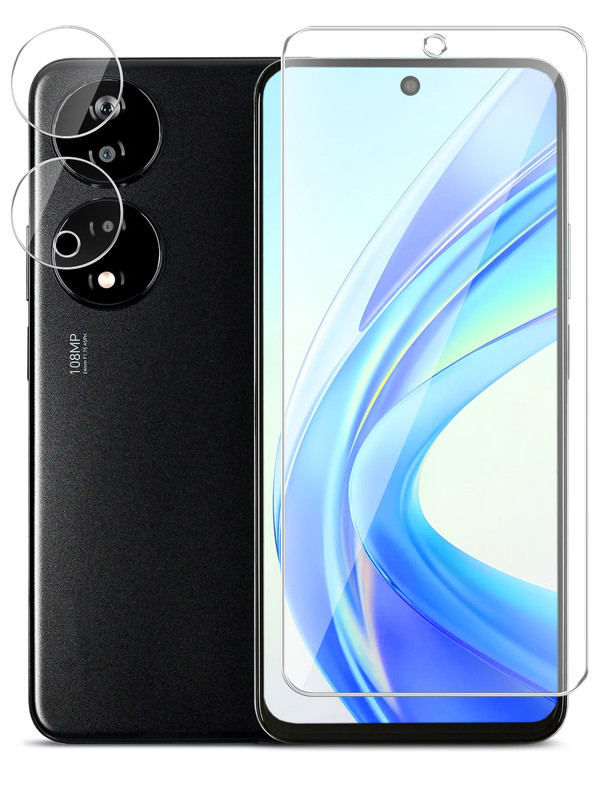 

Защитное стекло Brozo на экран и камеру Honor X7b гибридное прозрачное, Honor X7b