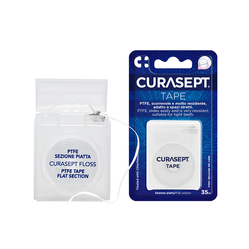 Зубная нить Curasept Tape PTFE плоская вощеная CHX 0,2% 35м