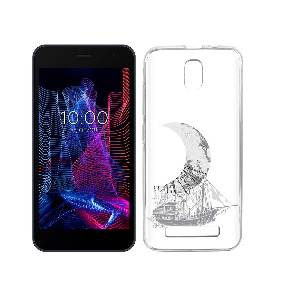 

Чехол MyPads Tocco для BQ 5047L Like черно белый корабль полумесяц, Прозрачный, Tocco