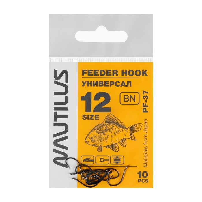 

Крючок Nautilus Feeder универсал PF-37, цвет BN, № 12, 10 шт., Черный
