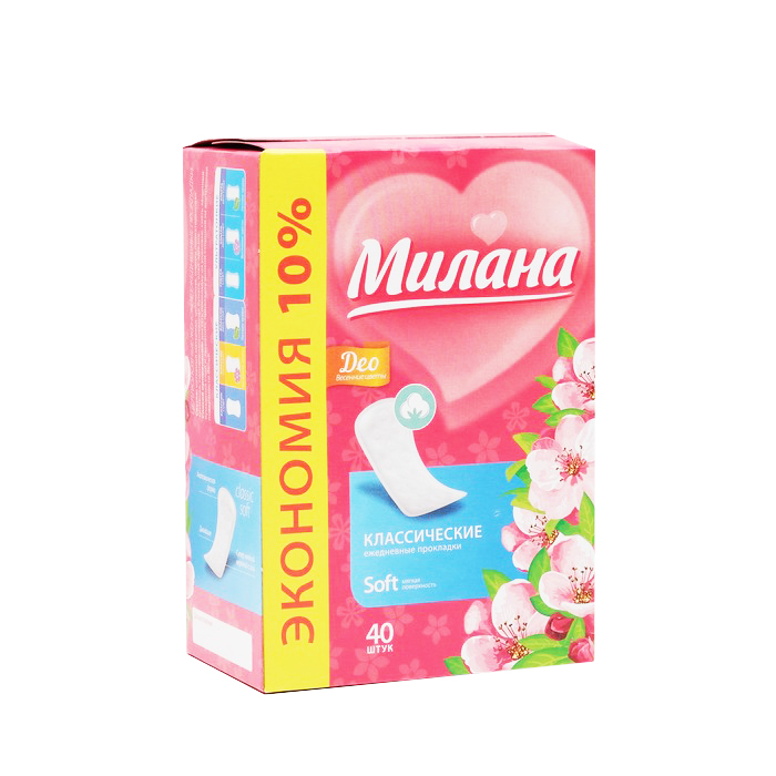 Прокладки ежедневные «Милана» Classic Deo Soft Цветы, 40 шт/уп 2717522 ежедневные прокладки милана organic dolce soft 40шт