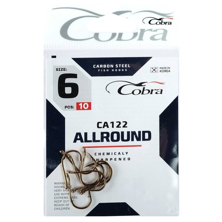 

Крючки Cobra ALLROUND, серия CA122, № 6, 10 шт., Черный