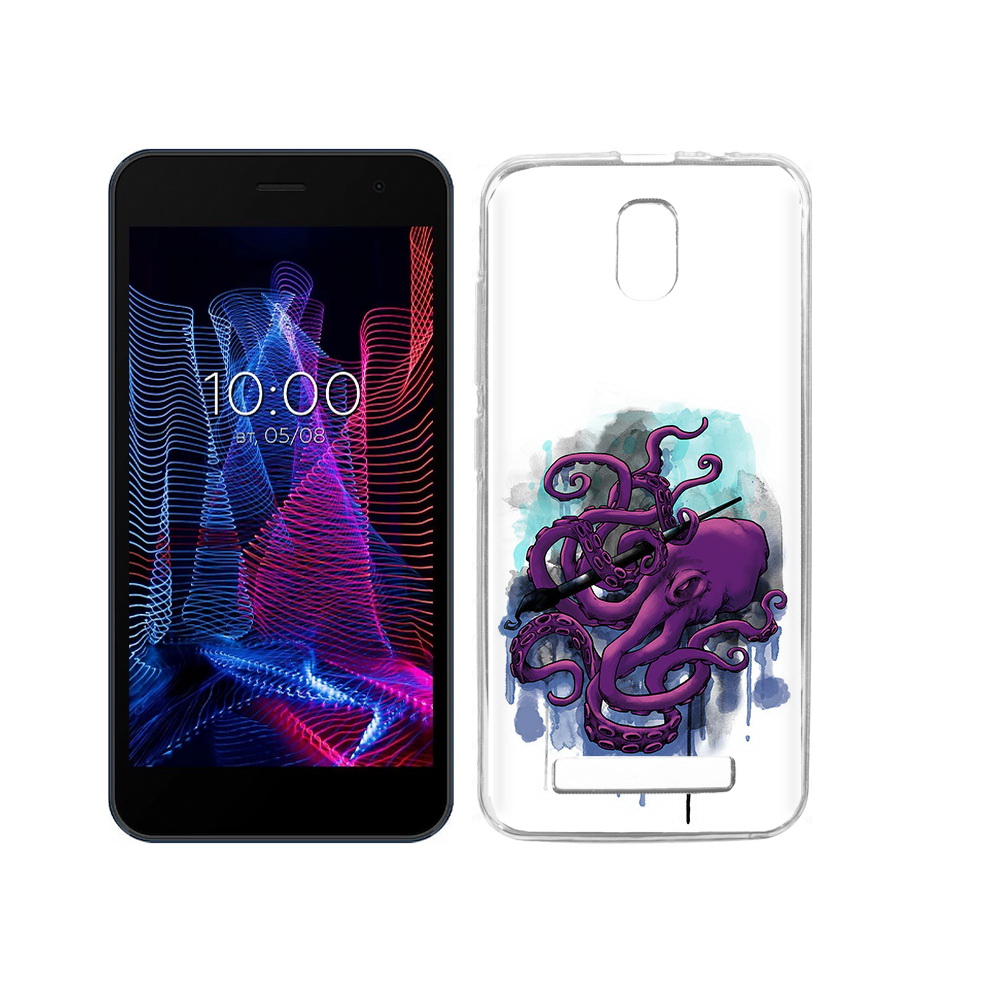 

Чехол MyPads Tocco для BQ 5047L Like фиолетовый осьминог, Прозрачный, Tocco