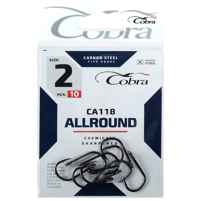 

Крючки Cobra ALLROUND, серия CA118, № 2, 10 шт., Черный
