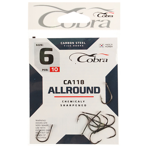 

Крючки Cobra ALLROUND, серия CA118, № 006, 10 шт., Черный