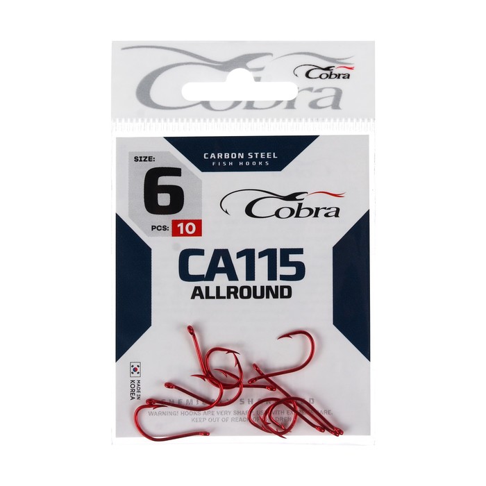 

Крючки Cobra ALLROUND, серия CA115, № 06, 10 шт., Красный