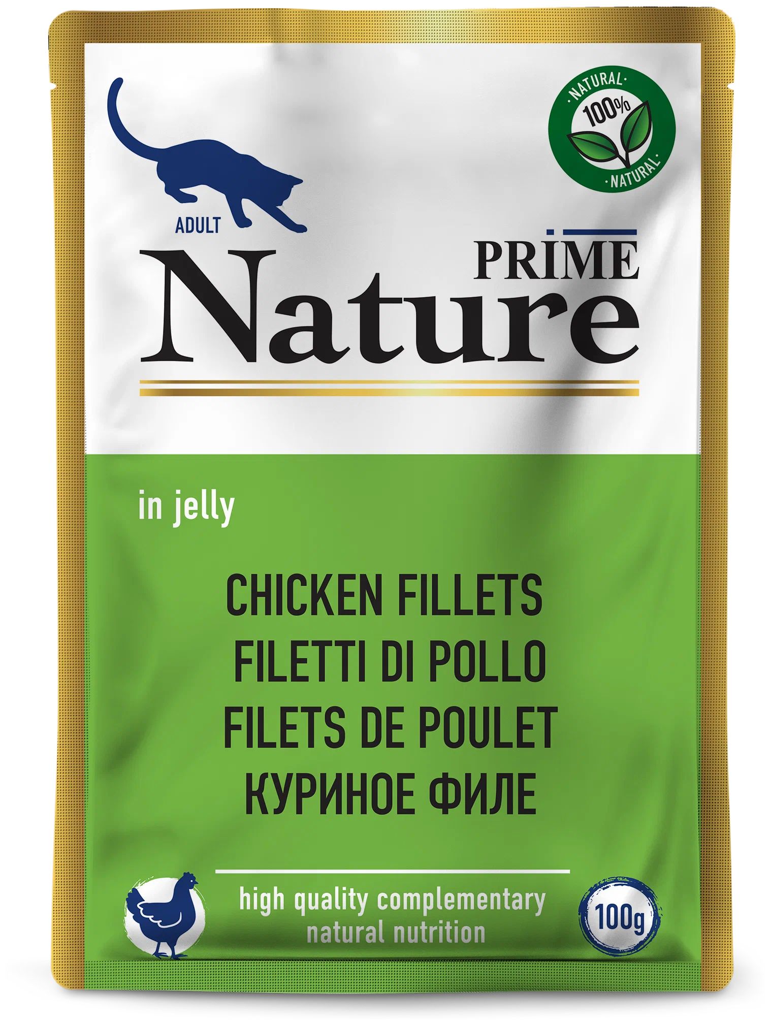 

Влажный корм для кошек Prime Nature, куриное филе в желе, 100г