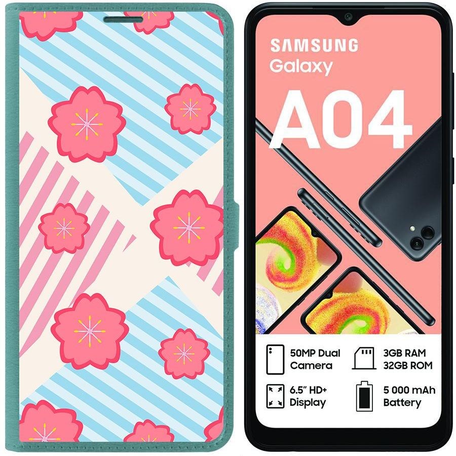 

Чехол-книжка Eco для Samsung Galaxy A04 (A045) Цветочный паттерн 10 (зелёный опал)