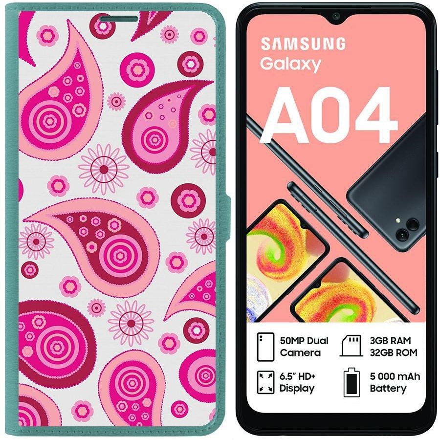 

Чехол-книжка Eco для Samsung Galaxy A04 (A045) Цветочный паттерн 9 (зелёный опал)