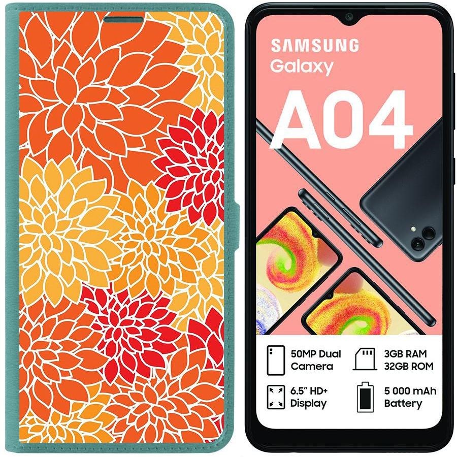

Чехол-книжка Eco для Samsung Galaxy A04 (A045) Цветочный паттерн 7 (зелёный опал)