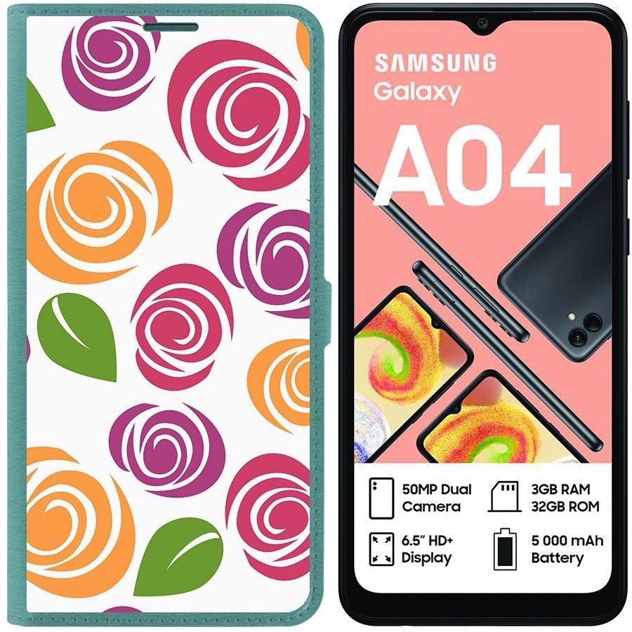 

Чехол-книжка Eco для Samsung Galaxy A04 (A045) Цветочный паттерн 6 (зелёный опал)