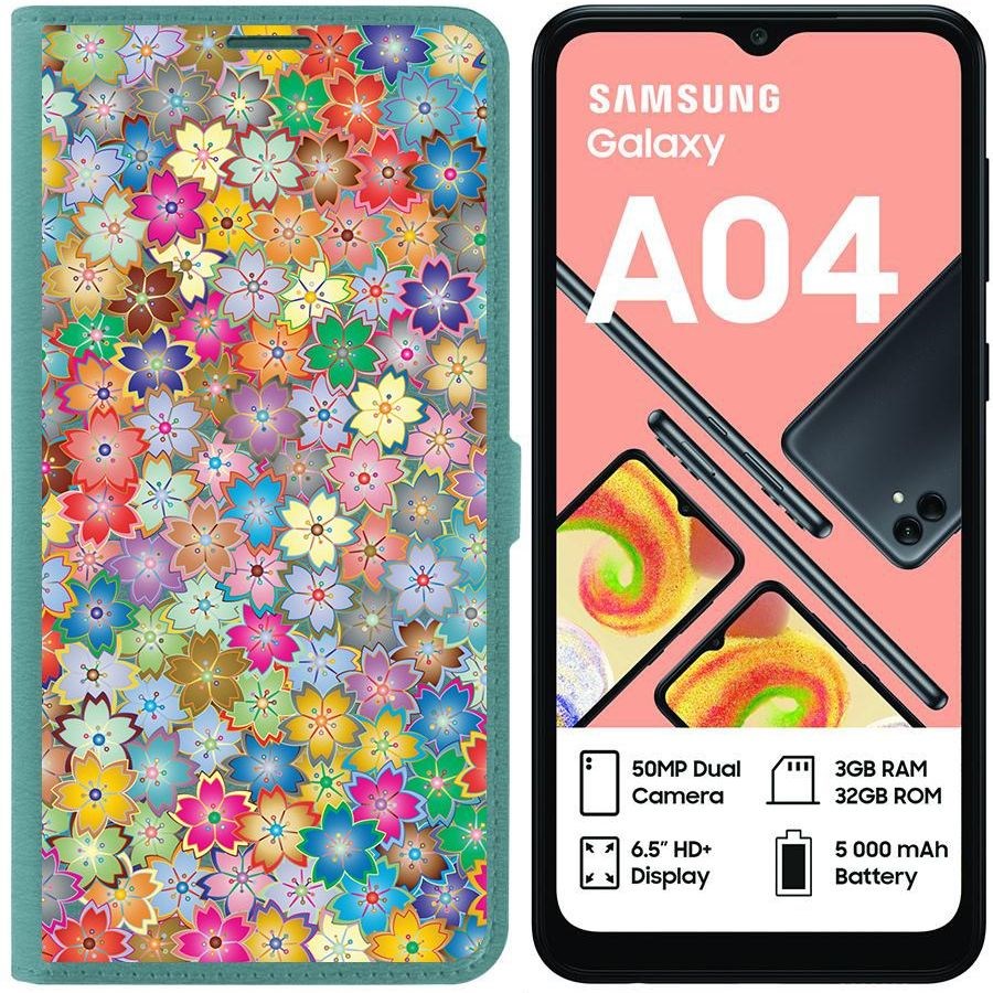 

Чехол-книжка Eco для Samsung Galaxy A04 (A045) Цветочный паттерн 4 (зелёный опал), Зеленый