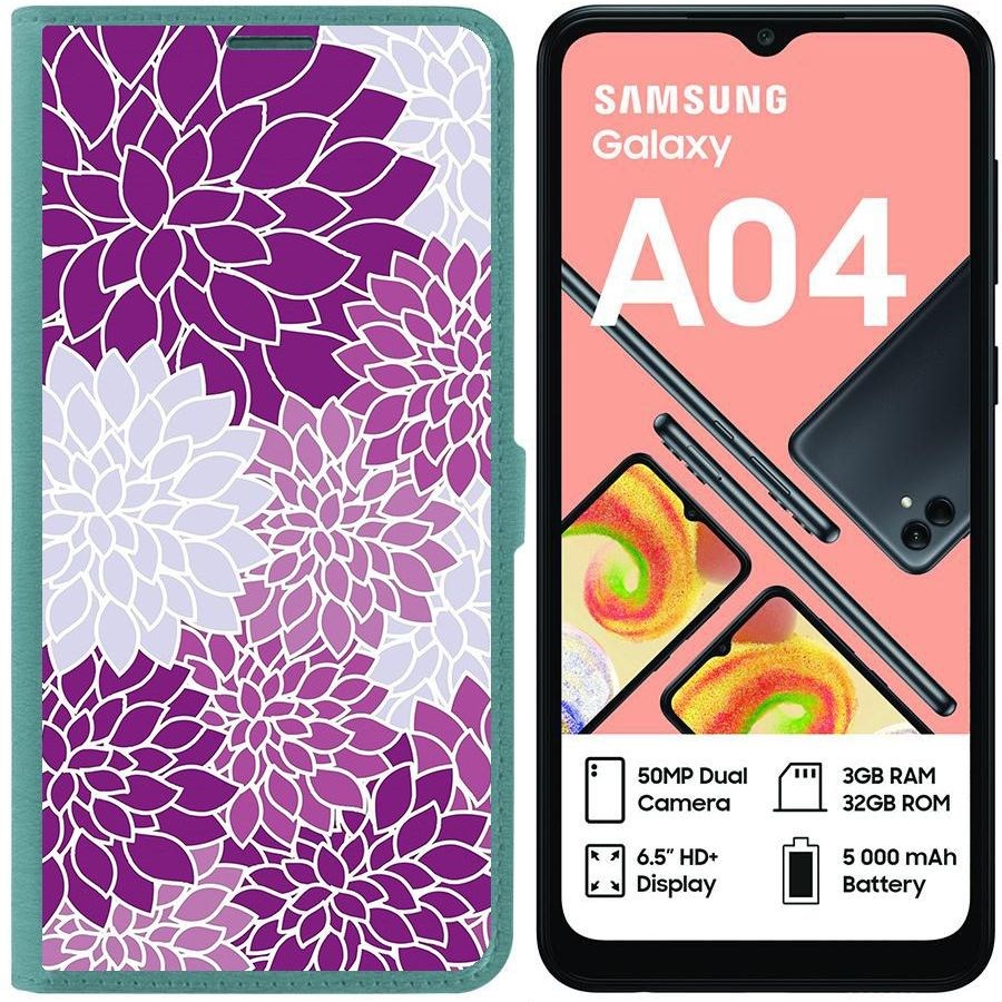 

Чехол-книжка Eco для Samsung Galaxy A04 (A045) Цветочный паттерн 2 (зелёный опал), Зеленый