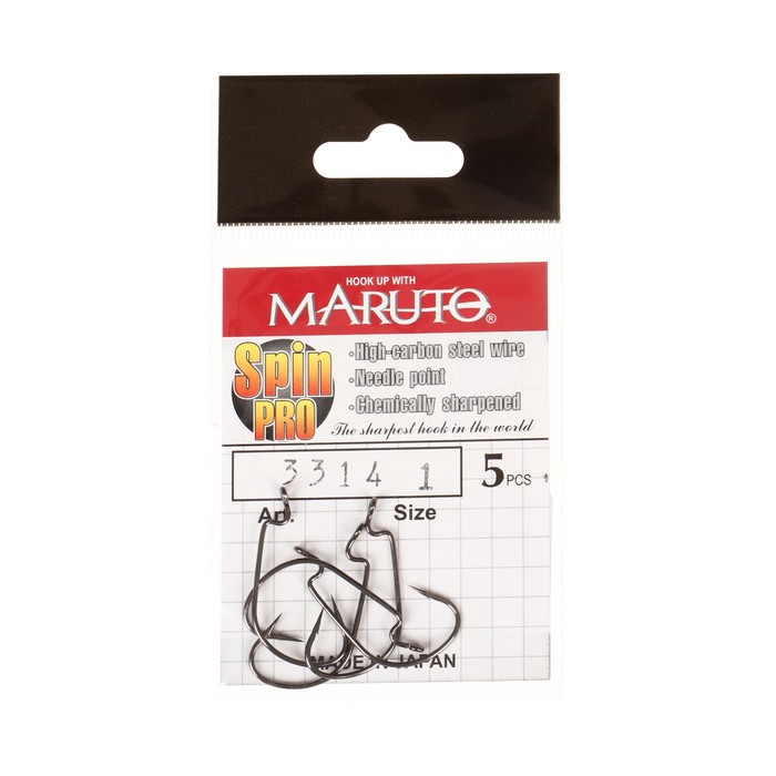Maruto Крючки офсетные Maruto, серия Spin Pro 3314, цвет BN, № 1, 5 шт.