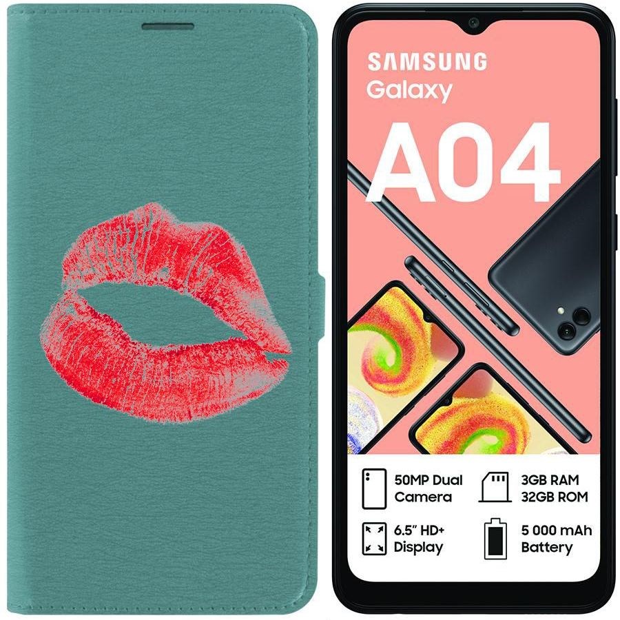

Чехол-книжка Eco для Samsung Galaxy A04 (A045) След помады (зелёный опал), Зеленый