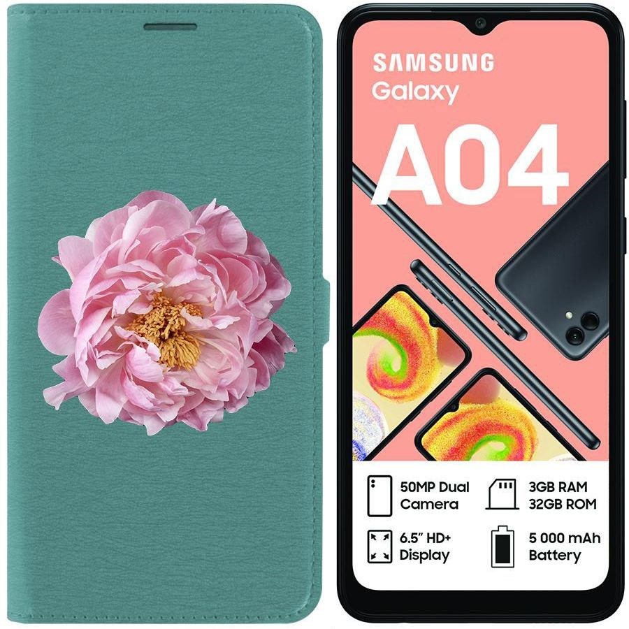

Чехол-книжка Eco для Samsung Galaxy A04 (A045) Розовый пион (зелёный опал), Зеленый