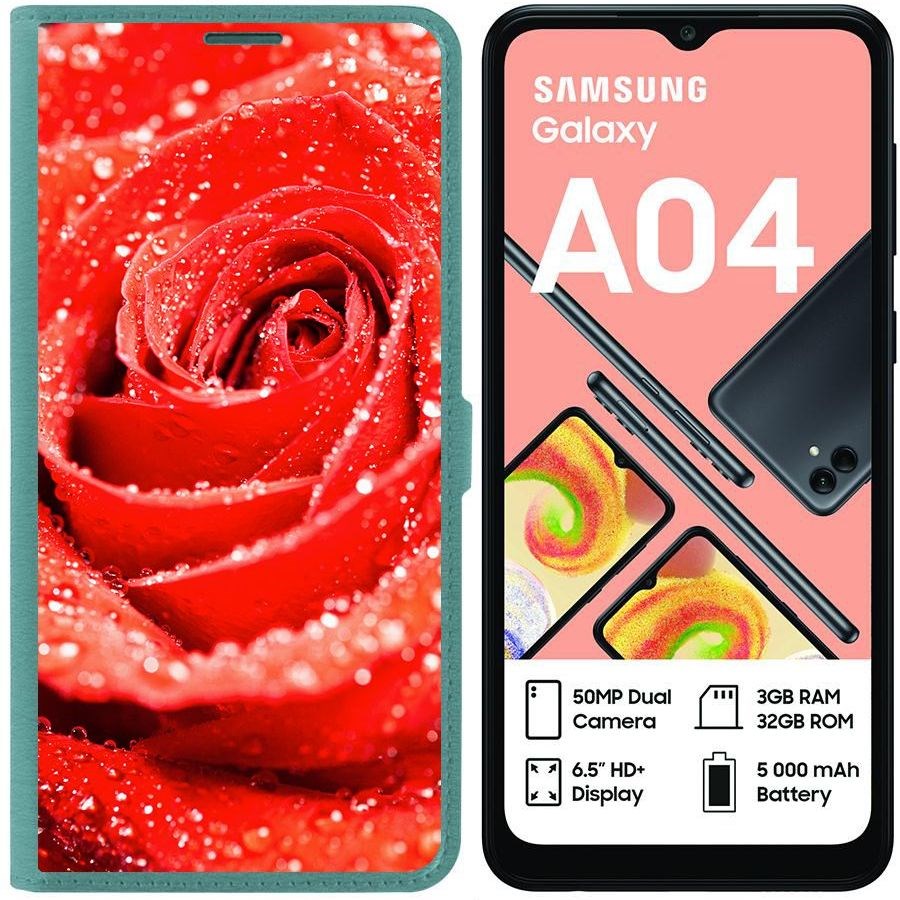 Чехол-книжка Eco для Samsung Galaxy A04 (A045) Роза (зелёный опал)