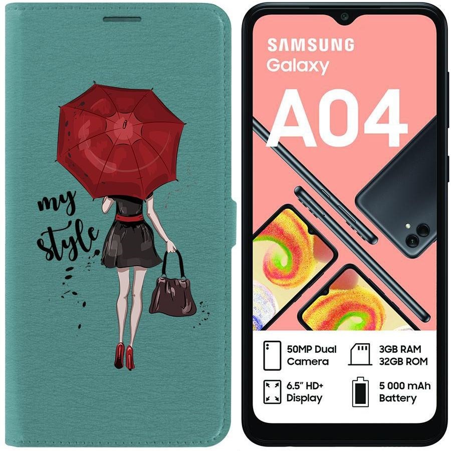 фото Чехол-книжка eco для samsung galaxy a04 (a045) мой стиль (зелёный опал) krutoff