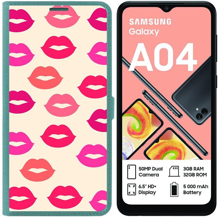 

Чехол-книжка Eco для Samsung Galaxy A04 (A045) Губы паттерн 1 (зелёный опал)