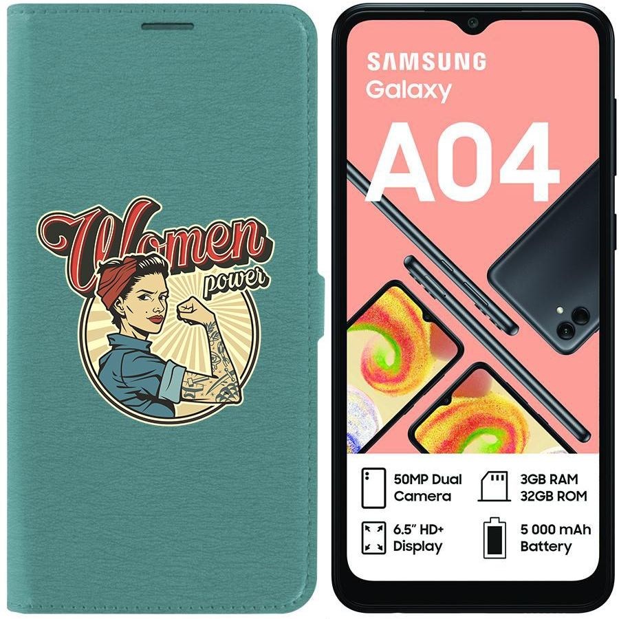 

Чехол-книжка Eco для Samsung Galaxy A04 (A045) Women Power (зелёный опал)